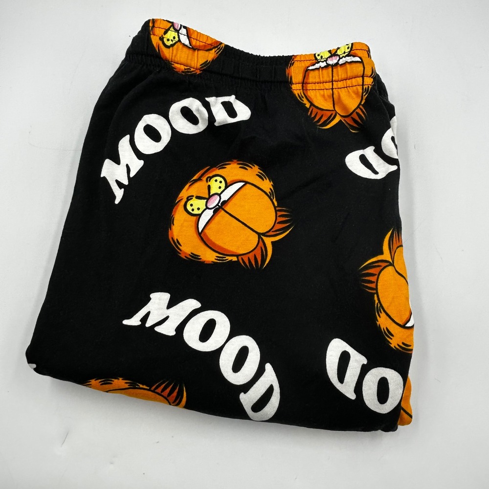 Garfield Sleep Pants Mens Large Mood All Over Print Cotton EUC Black